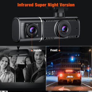 LAMTTO 3 Channel Dash Cam Front and Rear 1080P+720P+720P Car Camera IR Black