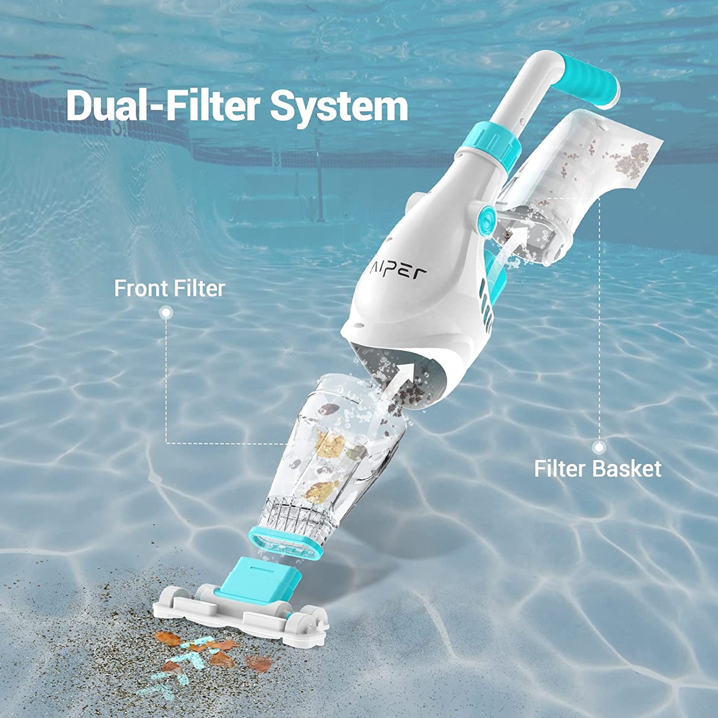 (2023 Upgraded) AIPER Cordless Pool Vacuum, Handheld Rechargeable White