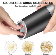 Load image into Gallery viewer, MOVNO Gravity Electric Salt and Pepper Grinder Set of 2 with Blue LED Black