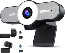 Load image into Gallery viewer, 1080P Webcam with Microphone - 60FPS Streaming Camera w/2 Grey