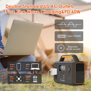 ALLWEI Portable Power Station, 300W/Peak 600W Solar Generator 280Wh/78000mAh...