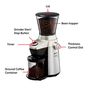 Ariete-Delonghi Conical Burr Electric Coffee Grinder - Professional Heavy...