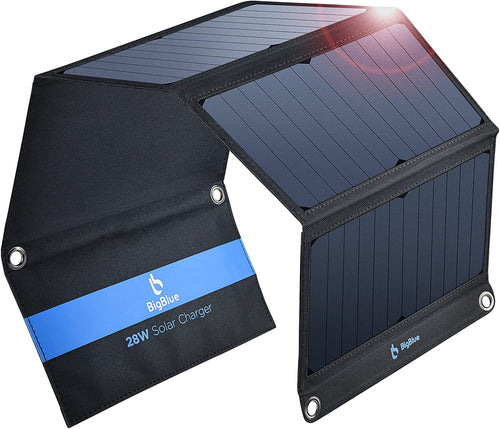 [Upgraded]BigBlue 3 USB-A 28W Solar Charger(5V/4.8A Max), Portable Black