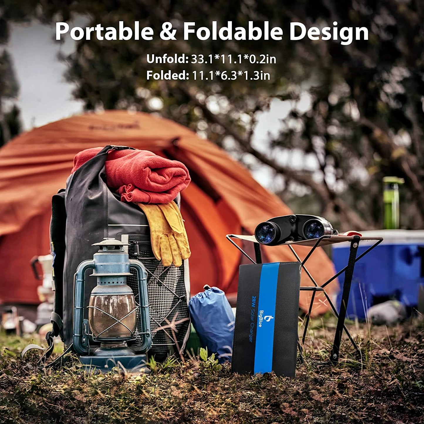 [Upgraded]BigBlue 3 USB-A 28W Solar Charger(5V/4.8A Max), Portable Black