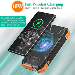 BLAVOR Solar Charger Power Bank 18W, QC 3.0 Portable Wireless Orange