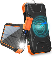 Load image into Gallery viewer, BLAVOR Solar Charger Power Bank 18W, QC 3.0 Portable Wireless Orange