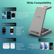 Load image into Gallery viewer, Quezqa Wireless Charging Stand - Fast Charger - 3 in 1 Grey