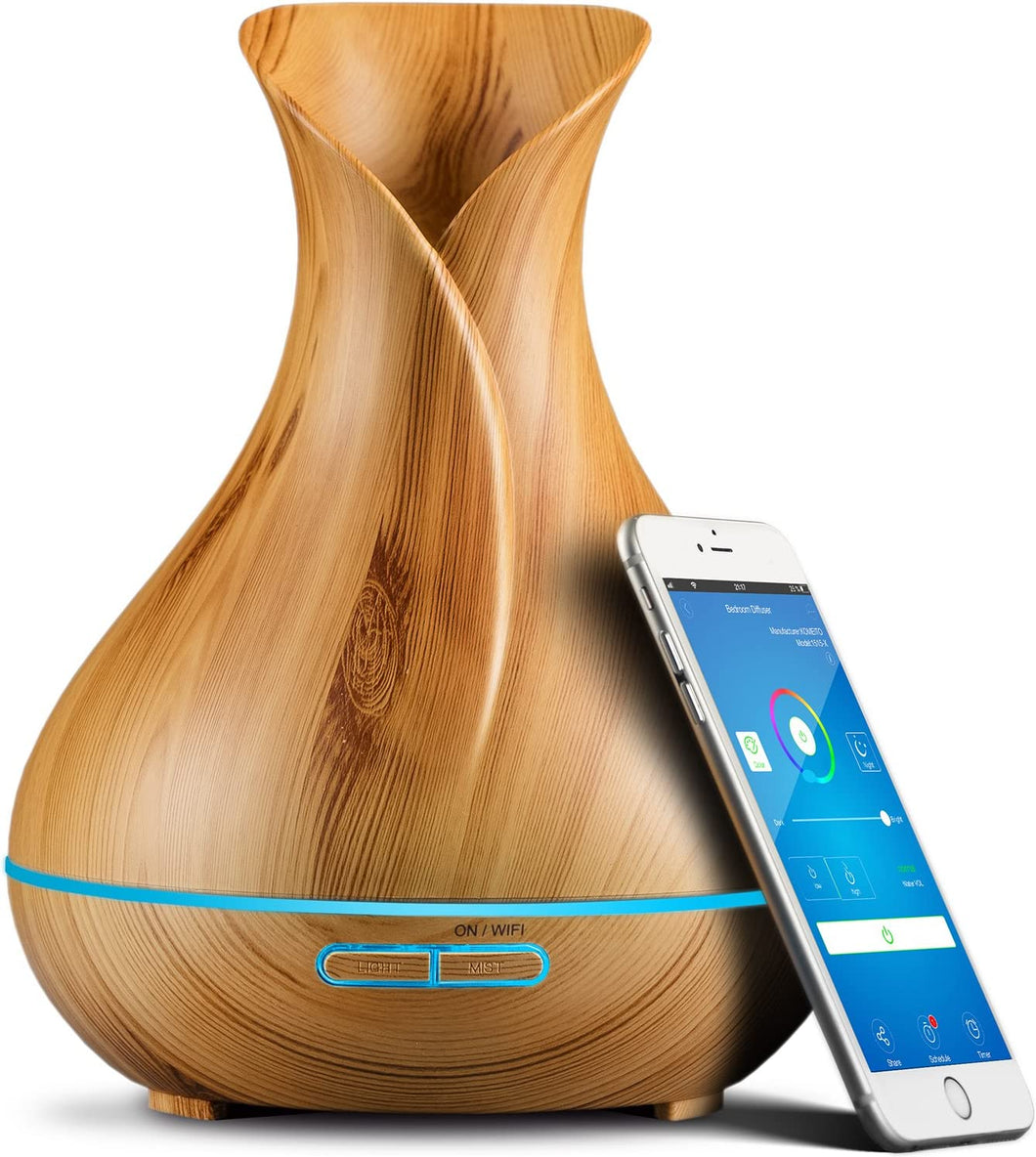 Smart WiFi Wireless Essential Oil Aromatherapy Diffuser - Works Light Brown