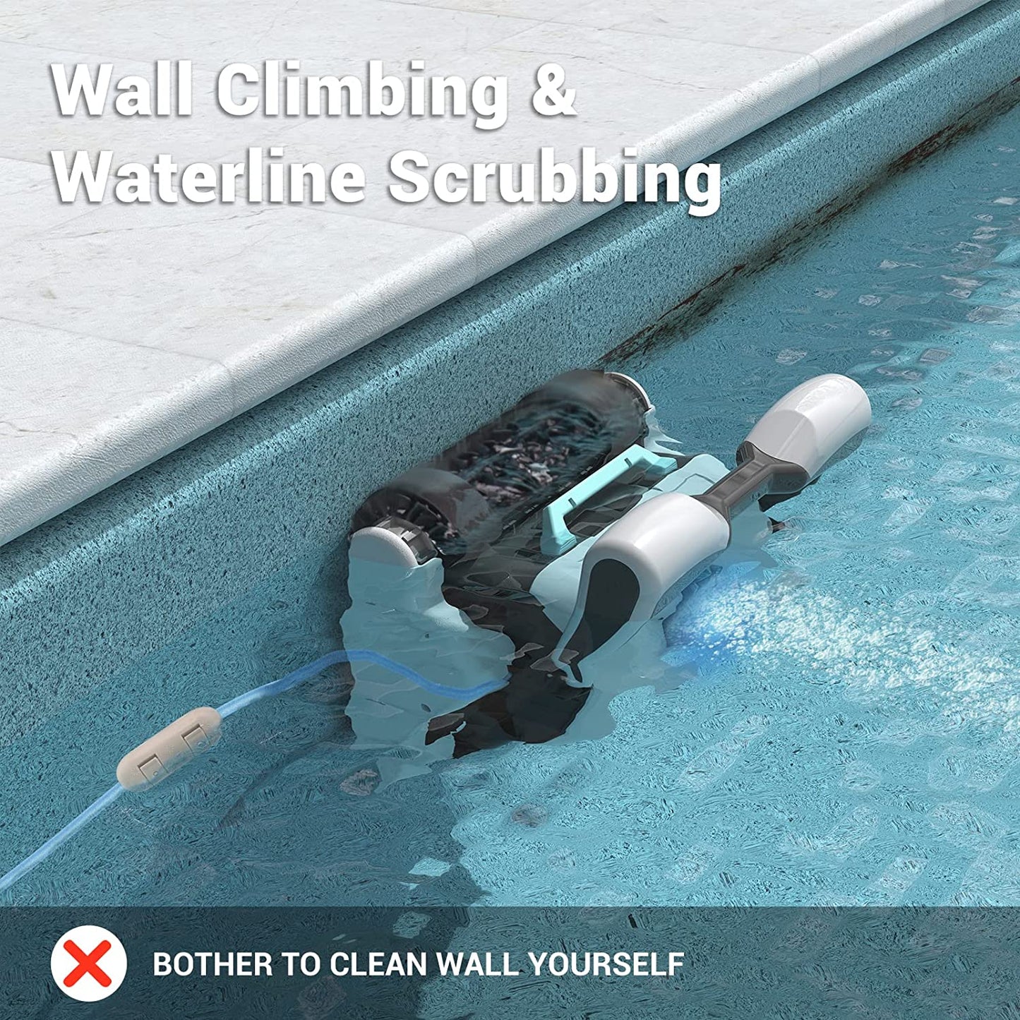 AIPER【Newest Tech】 Robotic Pool Cleaner with Wall Climbing, Automatic Gray