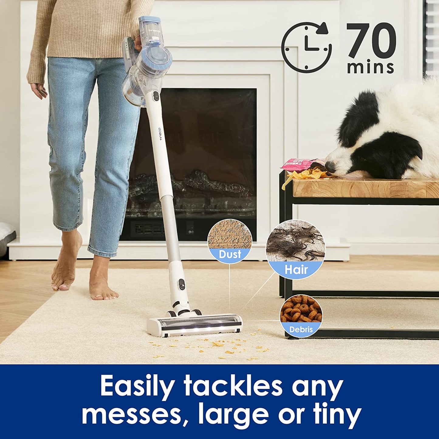 Tineco A11 Pet Ex Cordless Stick Vacuum, Lightweight Handheld Long...