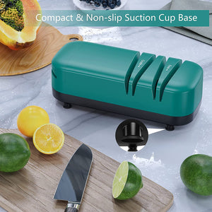 Kitchen Knife Sharpener for Straight Knives Scissors, Electric Green