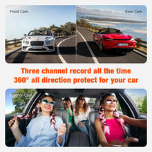 Load image into Gallery viewer, LAMTTO 3 Channel Dash Cam Front and Rear 1080P+720P+720P Car Camera IR Black