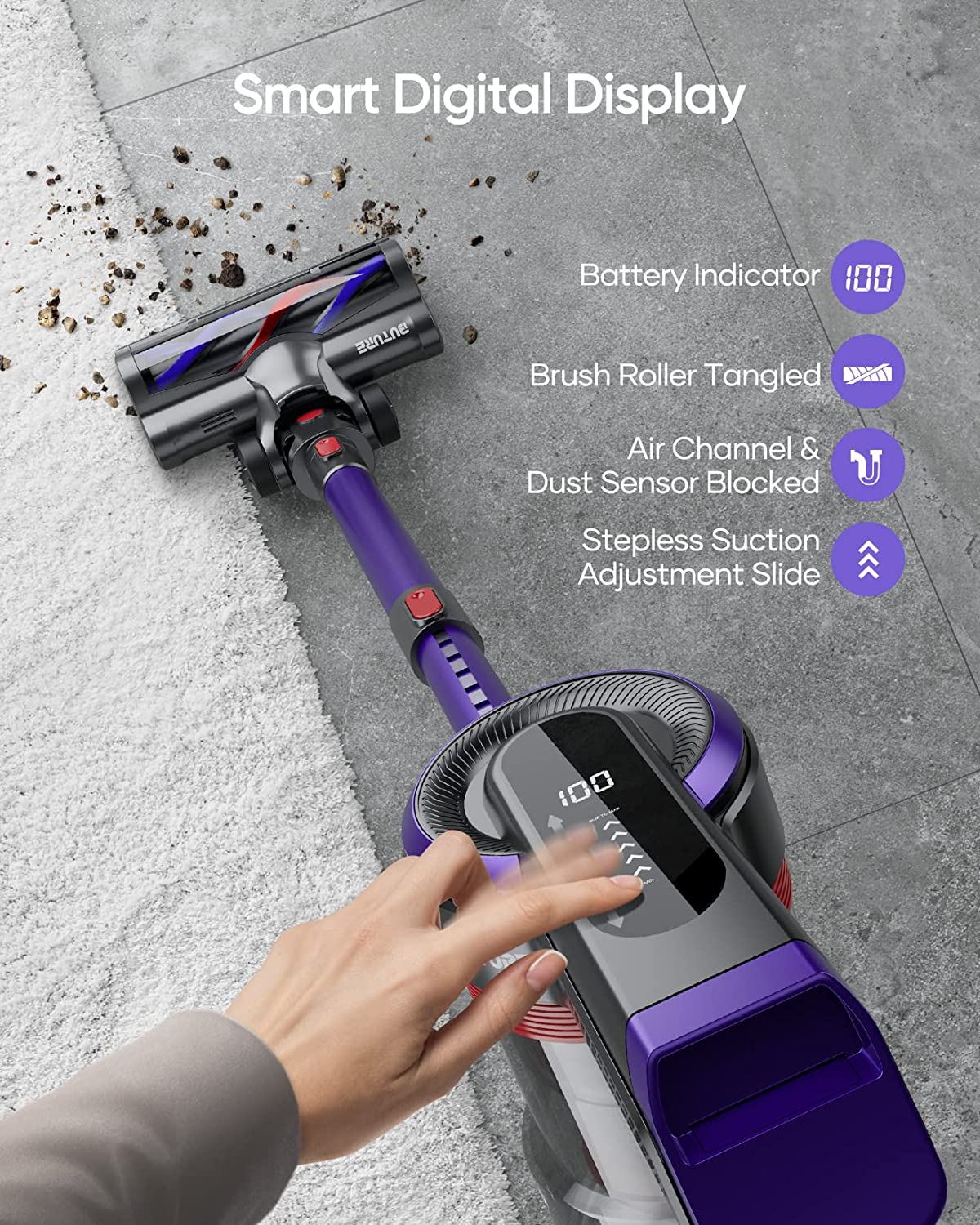 BuTure Cordless Vacuum Cleaner, 33Kpa with Brushless Motor 400W