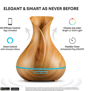 Smart WiFi Wireless Essential Oil Aromatherapy Diffuser - Works Light Brown