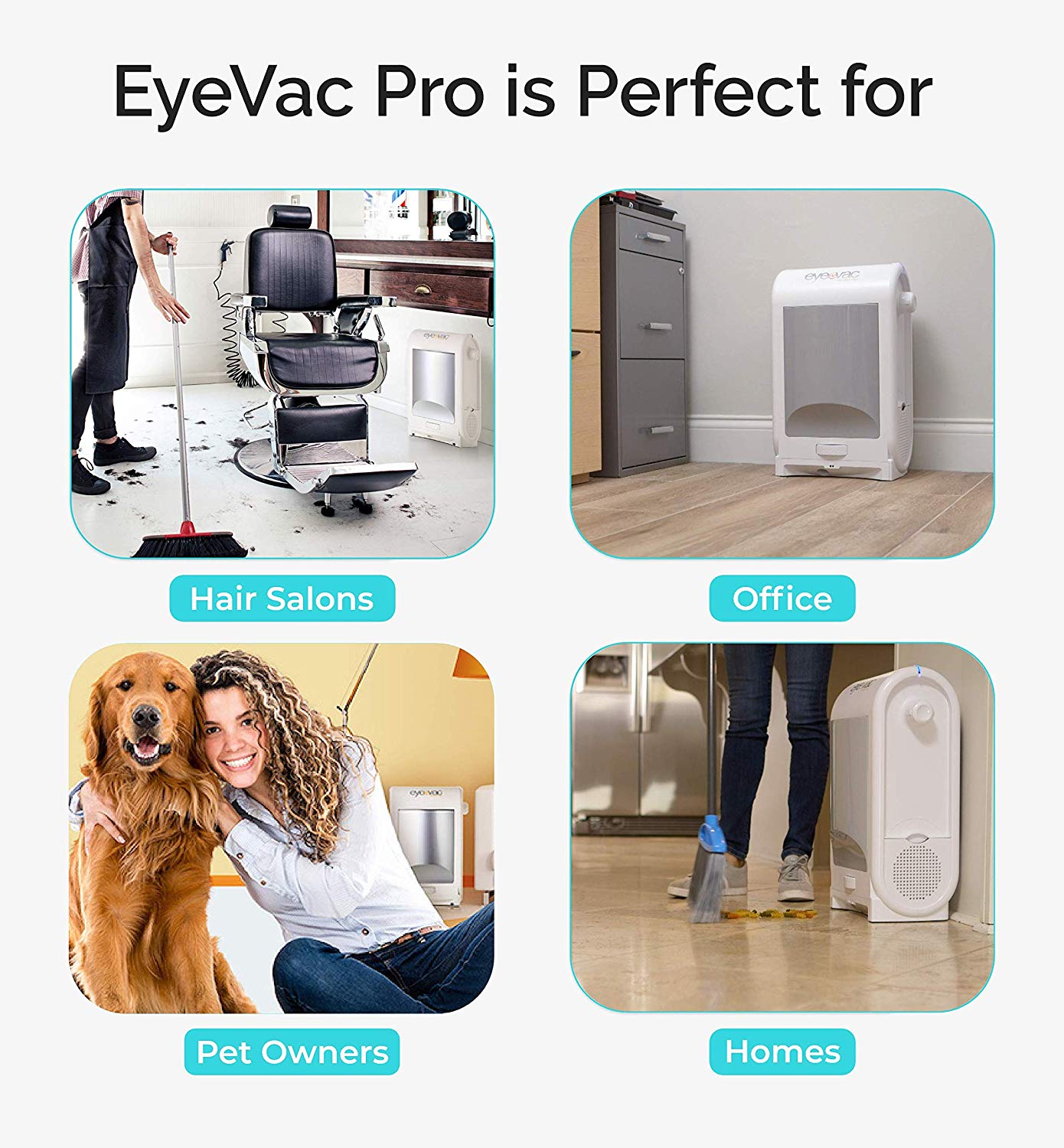EyeVac PRO Touchless Stationary Vacuum - 1400 Watts Professional White