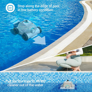 Ofuzzi Cordless Robotic Pool Cleaner, Max.120 Mins Runtime, Gray