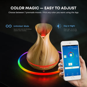 Smart WiFi Wireless Essential Oil Aromatherapy Diffuser - Works Light Brown