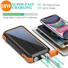 Load image into Gallery viewer, BLAVOR Solar Charger Power Bank 18W, QC 3.0 Portable Wireless Orange