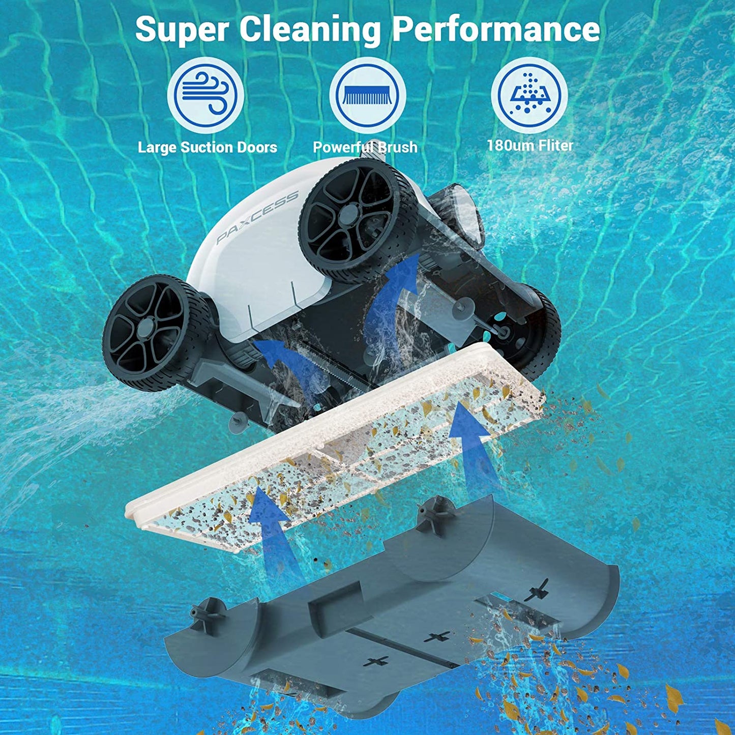 PAXCESS Cordless Robotic Pool Cleaner, Automatic Robot Vacuum with...