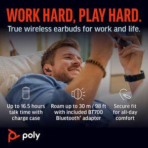 Poly Voyager Free 60+ UC True Wireless Earbuds (Plantronics) – Black