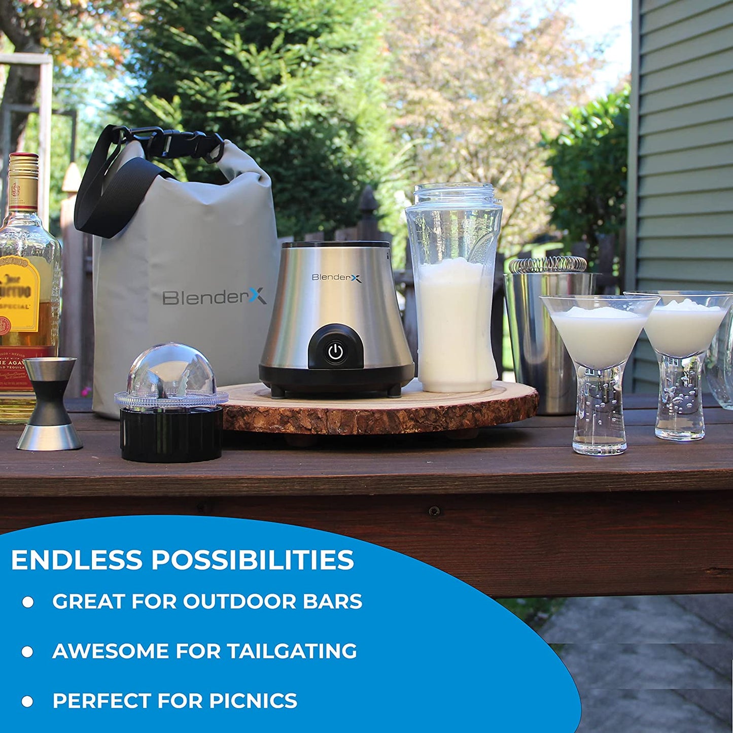 BlenderX CORDLESS PORTABLE Blender 20oz | More power = More, Stainless Steel