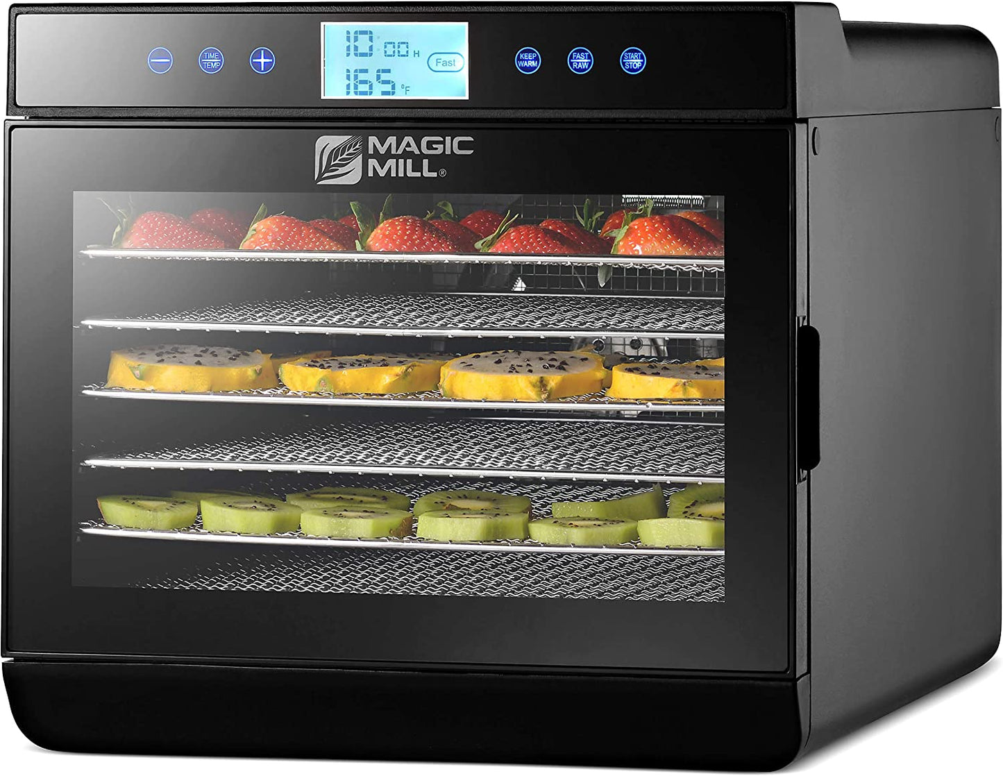 Magic Mill Food Dehydrator Machine - Easy 7 Trays Stainless Steel, Black