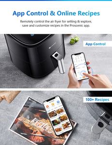 Proscenic T22 Air Fryer, 5.3 QT, 13-in-1 Oilless Small Oven with T22, Black