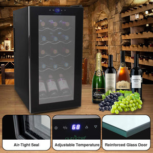 Counter Top Wine Cellar, Quiet Operation Fridge Touch Temperature Control