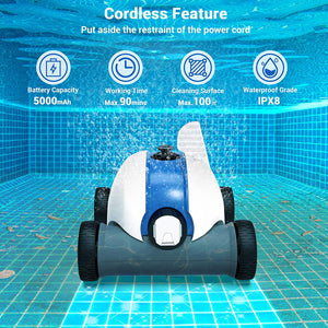 PAXCESS Cordless Robotic Pool Cleaner, Automatic Robot Vacuum with...