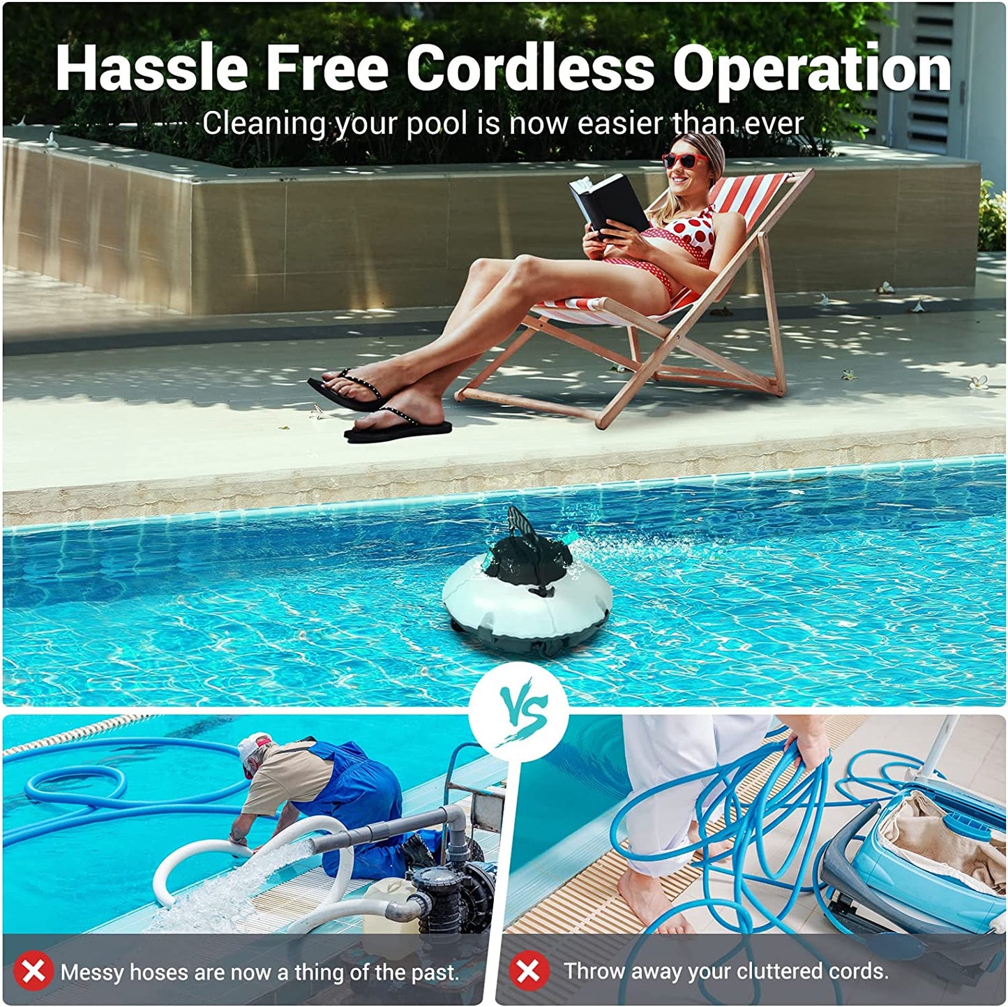 (2022 Upgrade) AIPER Cordless Robotic Pool Cleaner, Vacuum with...