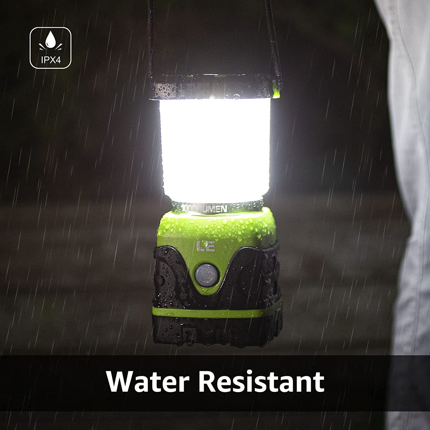 LE LED Camping Lantern, Battery Powered 1000lm Black and Green