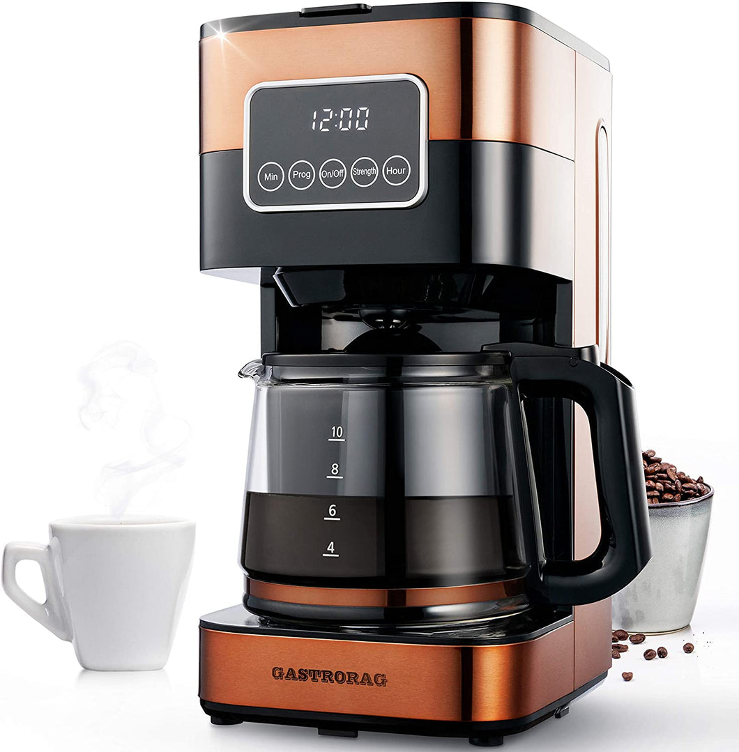 Gastrorag 10-Cup Drip Coffee Maker - Programmable Machine with Copper