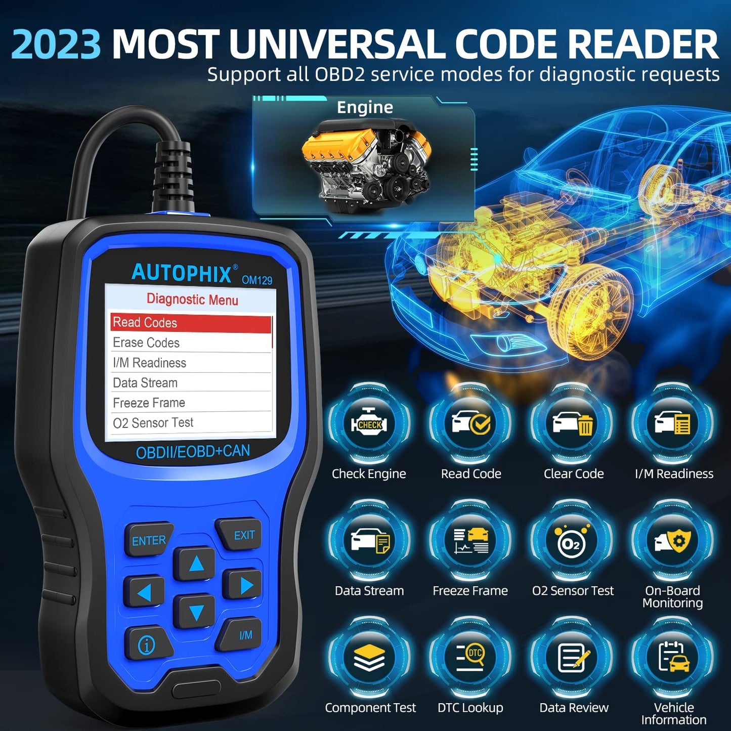 2023 Upgraded AUTOPHIX 2-in-1 OBD2 Scanner OM129 Battery Test Check Engine...