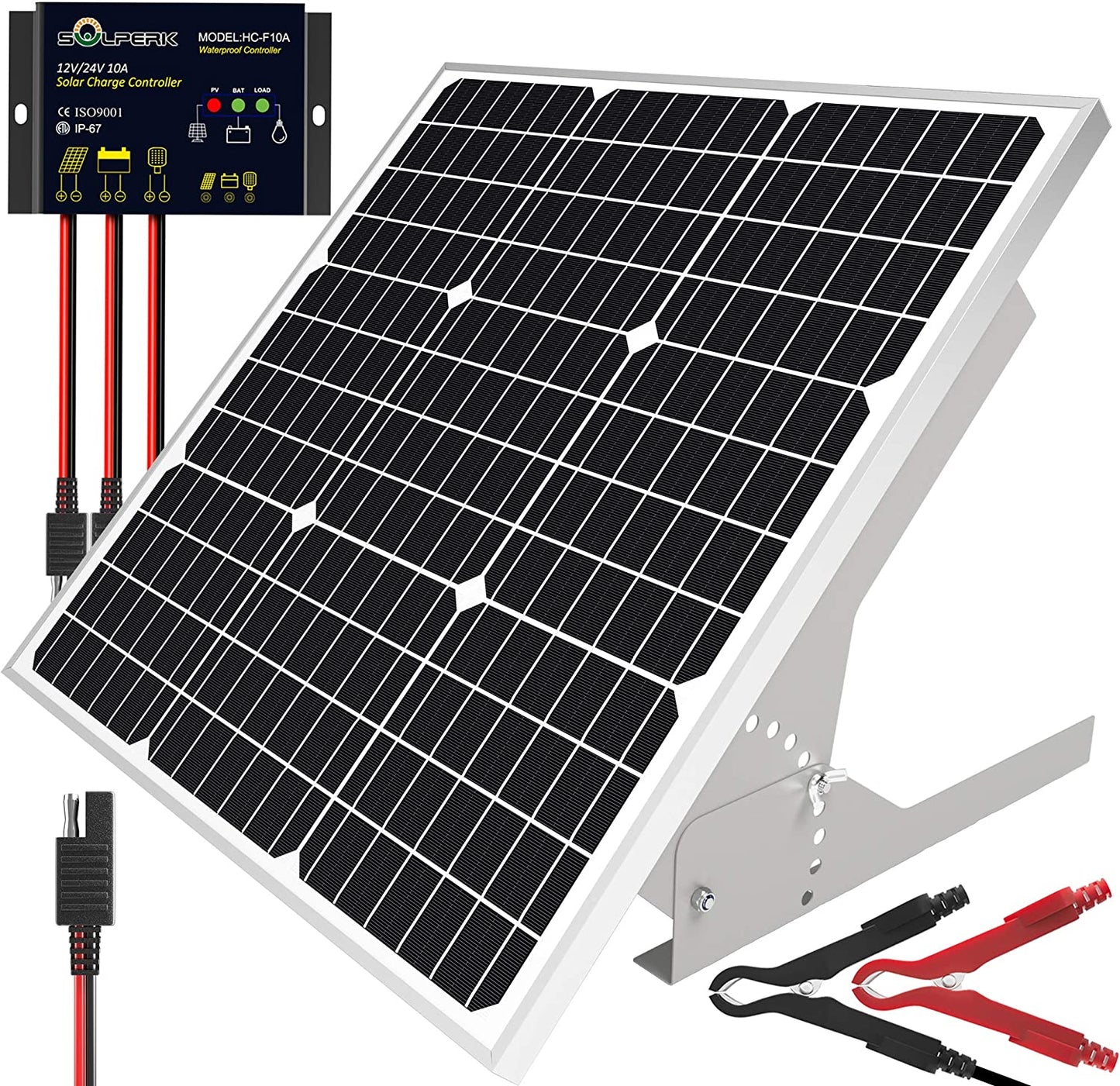 SOLPERK 50W/12V Solar Panel Kit, Battery Trickle Charger Maintainer 50W